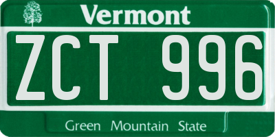 VT license plate ZCT996