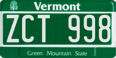 VT license plate ZCT998
