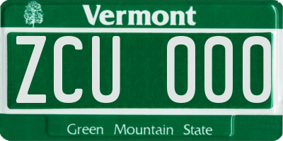VT license plate ZCU000