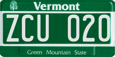 VT license plate ZCU020