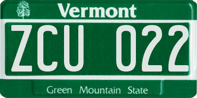 VT license plate ZCU022