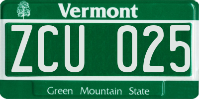 VT license plate ZCU025