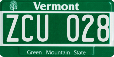 VT license plate ZCU028