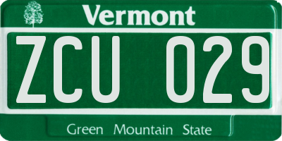 VT license plate ZCU029