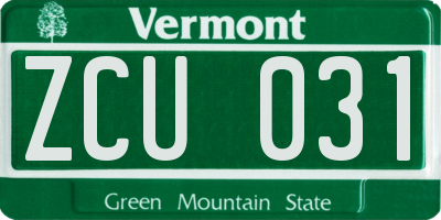 VT license plate ZCU031
