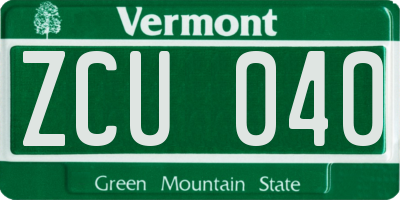 VT license plate ZCU040