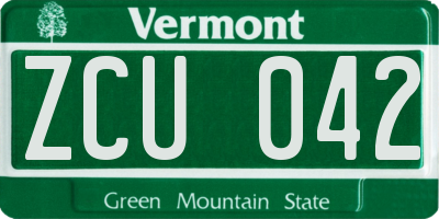 VT license plate ZCU042
