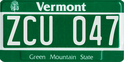 VT license plate ZCU047