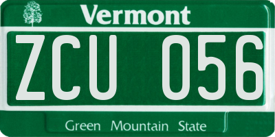 VT license plate ZCU056