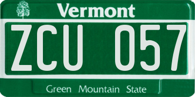 VT license plate ZCU057