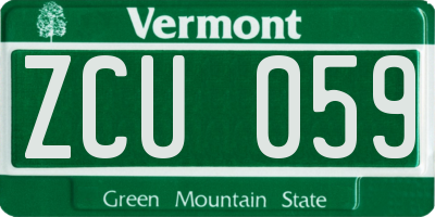 VT license plate ZCU059
