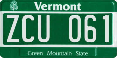 VT license plate ZCU061