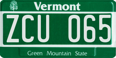 VT license plate ZCU065