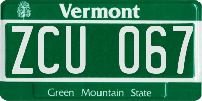 VT license plate ZCU067