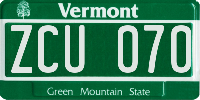 VT license plate ZCU070