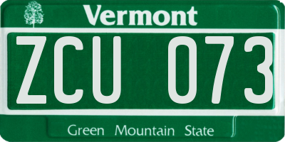 VT license plate ZCU073