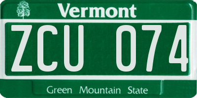 VT license plate ZCU074
