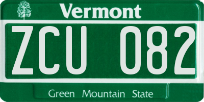 VT license plate ZCU082