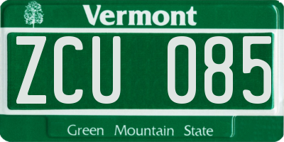 VT license plate ZCU085