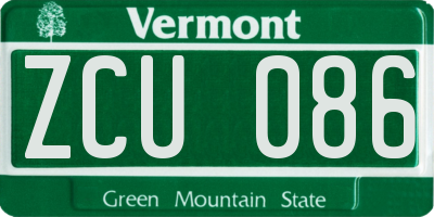 VT license plate ZCU086