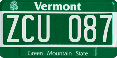 VT license plate ZCU087