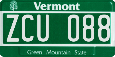 VT license plate ZCU088