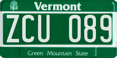 VT license plate ZCU089