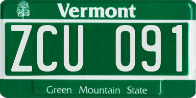 VT license plate ZCU091