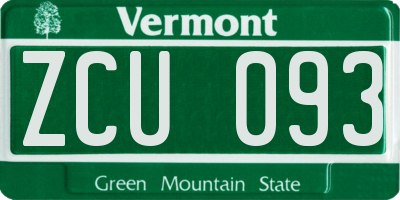 VT license plate ZCU093