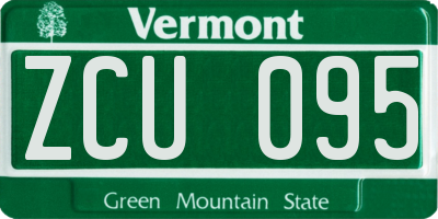 VT license plate ZCU095