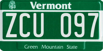VT license plate ZCU097