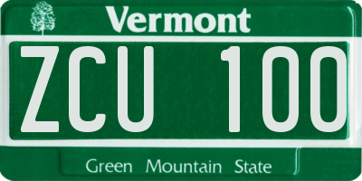 VT license plate ZCU100