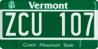 VT license plate ZCU107