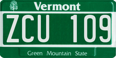 VT license plate ZCU109