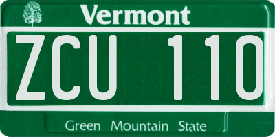 VT license plate ZCU110