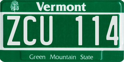 VT license plate ZCU114