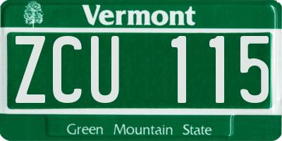 VT license plate ZCU115
