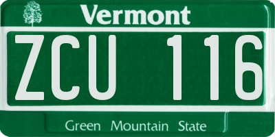 VT license plate ZCU116
