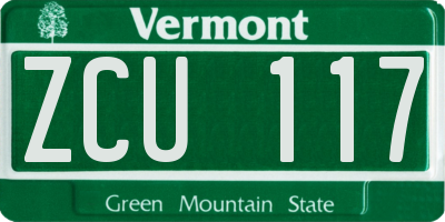 VT license plate ZCU117