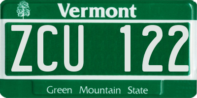 VT license plate ZCU122