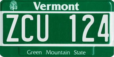 VT license plate ZCU124
