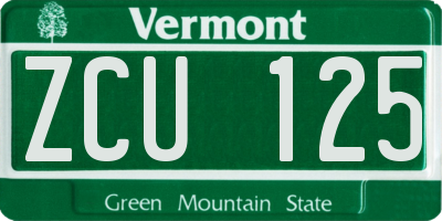 VT license plate ZCU125