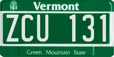 VT license plate ZCU131