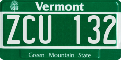 VT license plate ZCU132