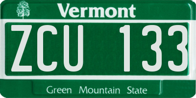 VT license plate ZCU133