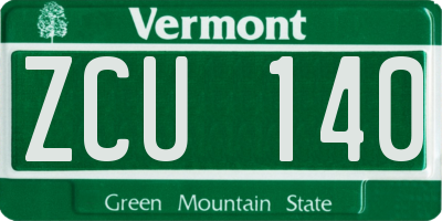 VT license plate ZCU140