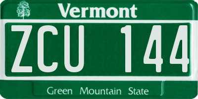 VT license plate ZCU144