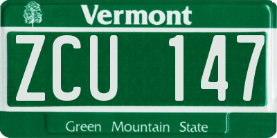 VT license plate ZCU147