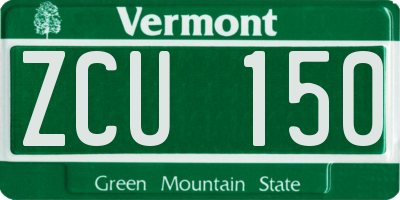 VT license plate ZCU150