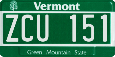 VT license plate ZCU151